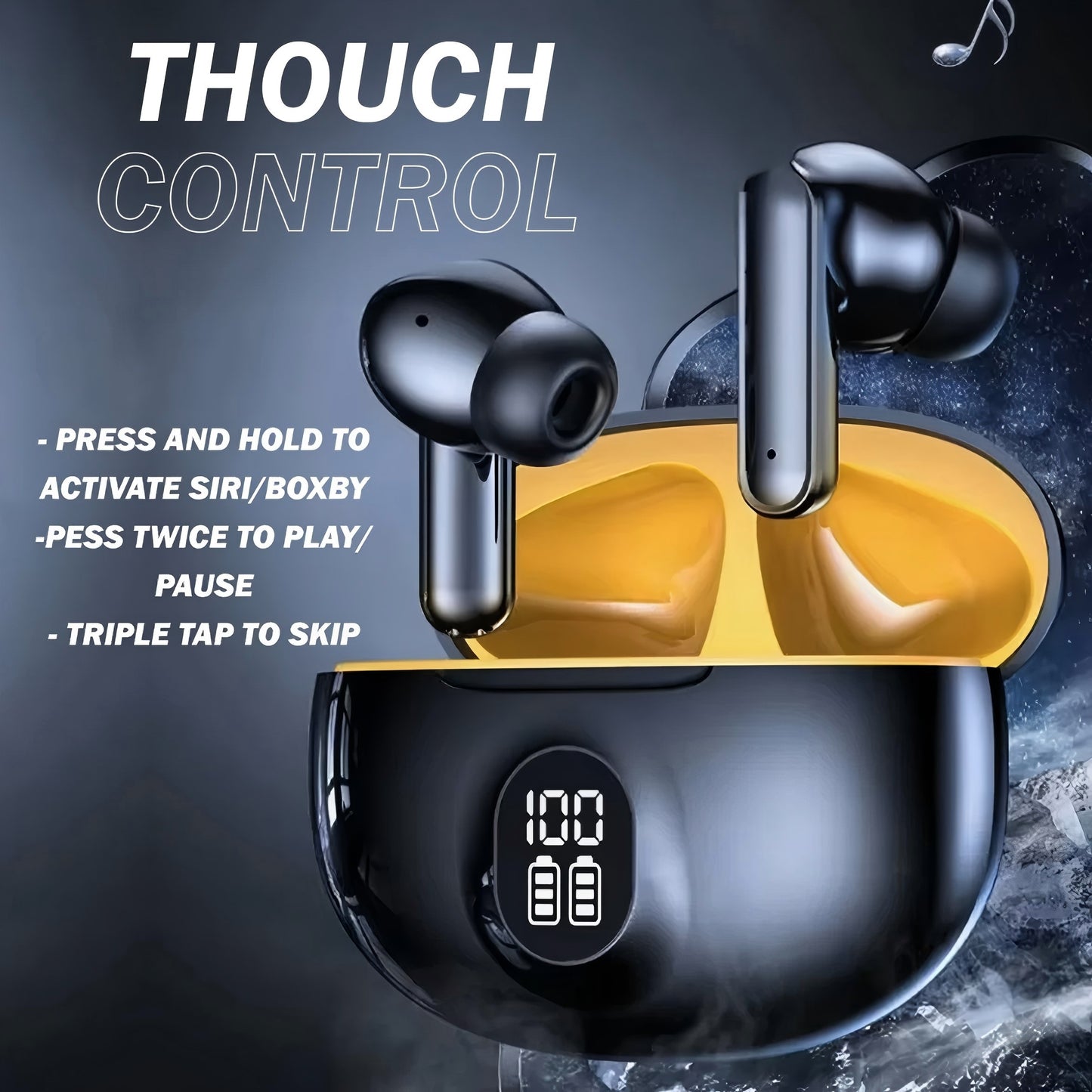 Kabelloses Bluetooth-Headset mit touch – Stereo, Freisprechfunktion, Musik & Calls