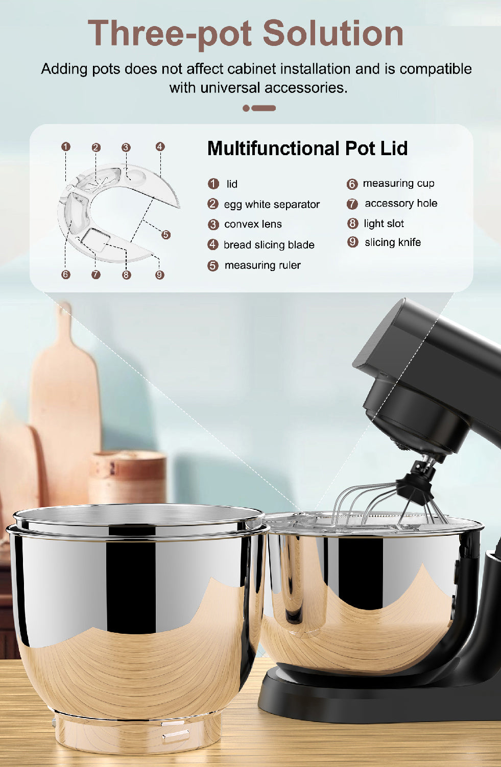 SVEWT SM-1540 1500W Küchenmaschine mit 5,5L Edelstahl-Schüssel & 10 Geschwindigkeiten – Schwarz