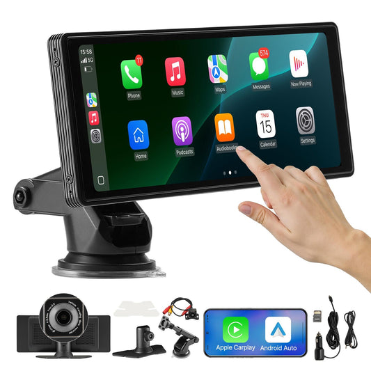 Kabelloses Autoradio (254 Mm) HD-Radio Mit Touchscreen Mit Apple CarPlay & Android Auto, CarPlay-Bildschirm Mit Front- Und Rückfahrkameras Sprachsteuerung Mirror Link Bluetooth GPS-Navigation