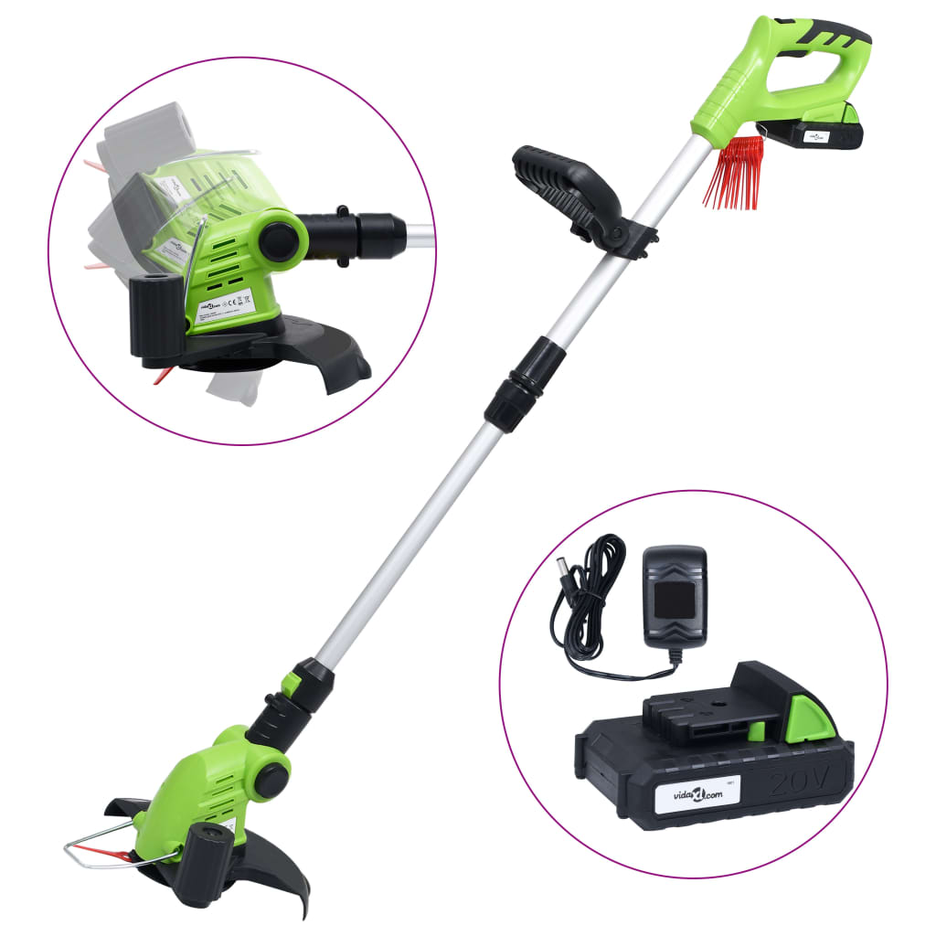 20V Akku Rasentrimmer mit Teleskopstiel – Elektrischer Kantenschneider mit 1500 mAh Li-Ionen-Akku
