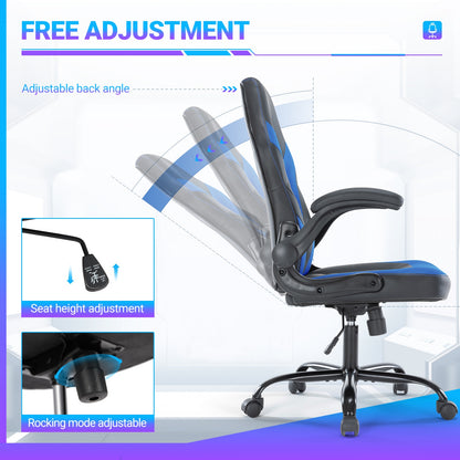 Ergonomischer Gaming- und Bürostuhl aus PU-Leder – Drehbarer Computerstuhl mit Lendenwirbelstütze